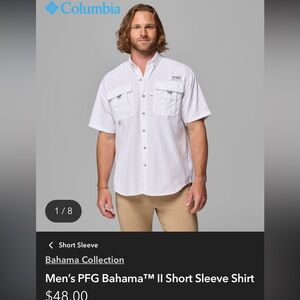Columbia Men's White Bahama Collection Short Sleeve Shirt